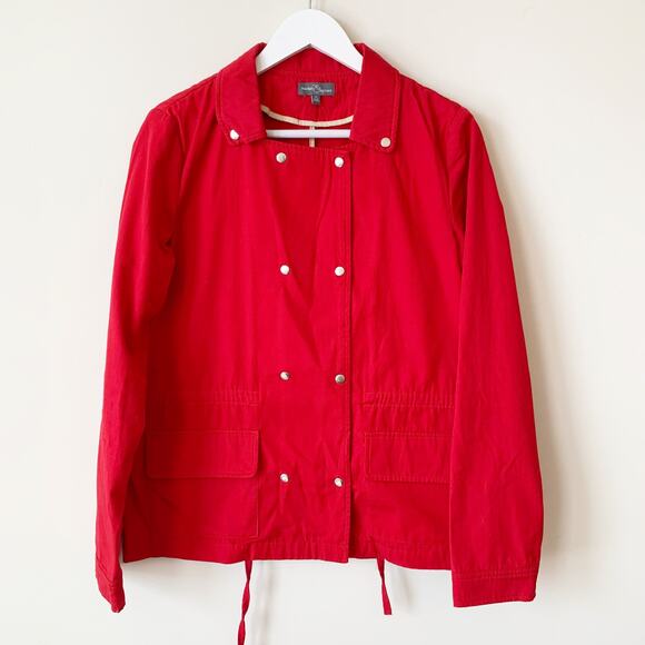 Market & Spruce Jacket Size M Red Trench Coat StitchFix Spring Outerwear Bright - Picture 1 of 5